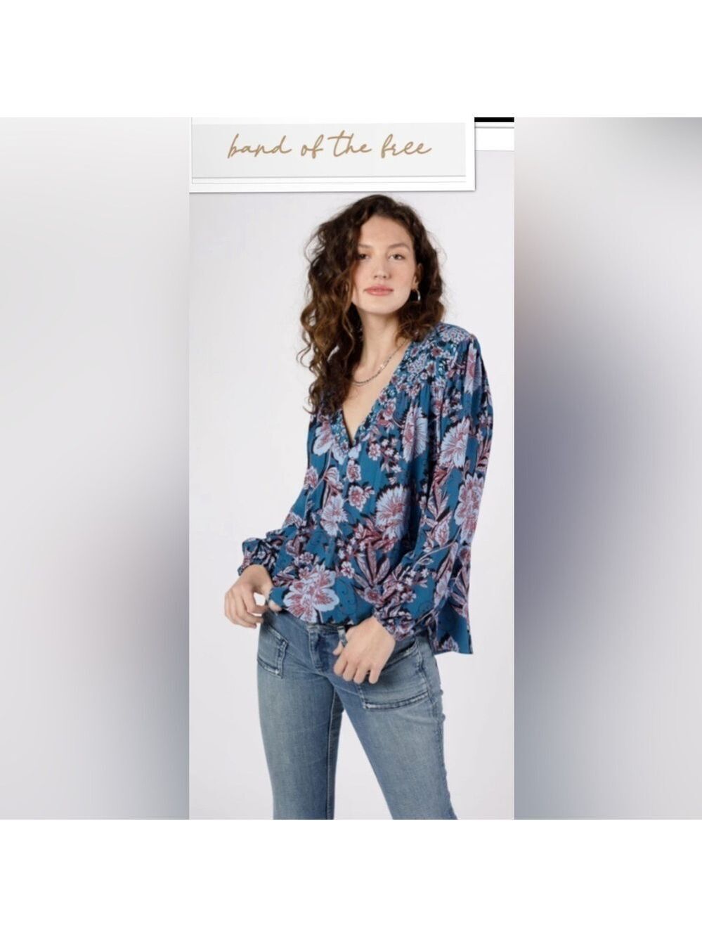 NEW Band of the Free Boho Feminine Floral Soft Peplum Babydoll Top size Small